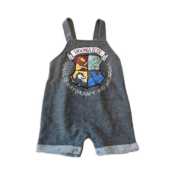 Harry Potter Hogwarts Baby Overalls 24M Gray Unisex Wizarding World Houses - Picture 1 of 3